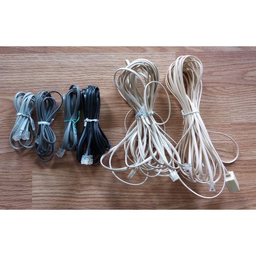 Phone Cords Landline RJ-11 4-Wire (Lot of 5 + 1 extension cord) Used